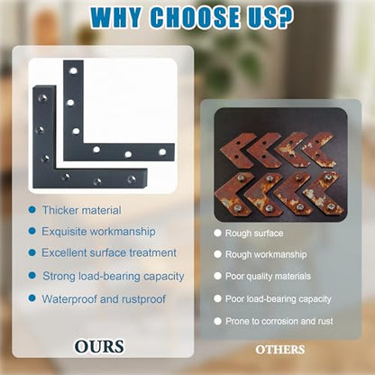 Mooche L Flat Brackets for Wood, Black Mending Plate Repair