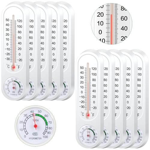 Leinuosen 3 Pcs Wall Thermometer Indoor Outdoor for House with Humidity