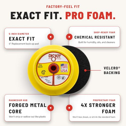 Pro Series 5 Inch Replacement Sanding Pads for Pneumatic/Air Sanders, 5/8"-11 Female, Hook & Loop, Firm Foam Backing Pad w/Magnesium Hub, 0 Holes, Flex Profile – Made in USA (PN 05239) - size: 5/8" – 11 (Female)