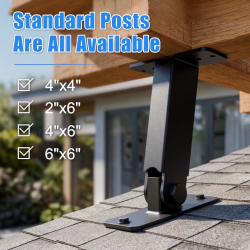 Heavy Duty Roof Riser Brackets, 180° Adjustable Patio Roof Riser, Black Metal Roof Riser Brackets for Patio Cover, Pergola, Gazebo, Wood Post (1 Pack) - color: Adjustable base, size: 1pcs