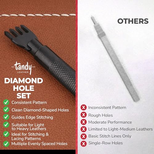 Tandy Leather Diamond Hole Chisel Set, Leather Sewing Projects, 10-Piece