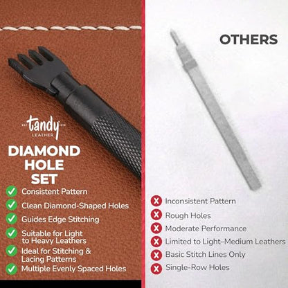 Tandy Leather Diamond Hole Chisel Set, Leather Sewing Projects, 10-Piece