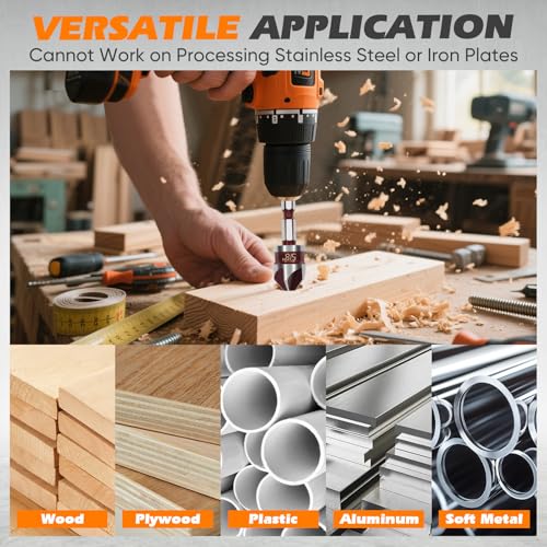 5 PCS Countersink Drill Bit Set, 82-Degree HSS, Size 1/4"-3/4"