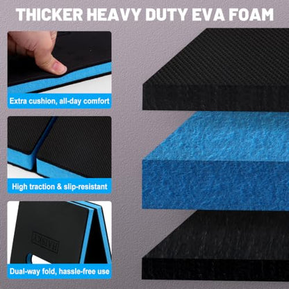 Foldable Extra Thick Kneeling pad, 1 Pack, Blue,20.4x11.8 in - color: Blue & Black