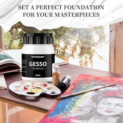 Falling in Art 16.9 Oz White Gesso Primer for Acrylic &Oil Paint - color: White