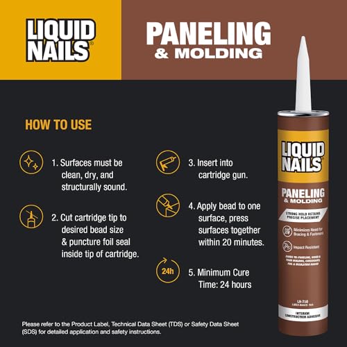 Liquid Nails 10 oz Paneling & Molding Construction Adhesive - size: 10 Ounce, style: Paneling & Molding