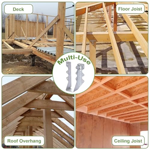 55 PCS 2x6 Steel Joist Hangers, 20 Gauge Galvanized Brackets for Wood