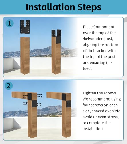 2 Pack 4x4 Heavy-Duty Post Bracket for Outdoor Pergolas Gazebos Decks - size: 2 Pack Small Brackets 4"x4"
