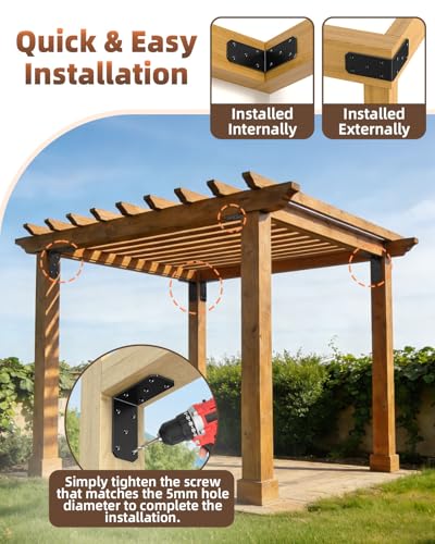 Heavy Duty L Brackets, 5x5 Inch, 300 LBS, Black, 4 Pack - color: Black-4PCS