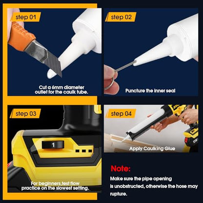 Electric Caulking Gun, Cordless Caulking Gun with 2x 2000mAh Batteries, 13Pcs Silicone Caulking Tools, 6 Adjustable Speeds, LED Light, Battery Powered Caulking Gun for Filling, Sealing