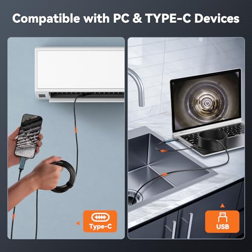 4.5 Inch Dual-Lens Industrial Endoscope, 1080P Photo Video Borescope Inspection Camera, 5.5mm IP67 Waterproof Snake Camera, 8+1 LED Lights, 16.5FT Cable, 32GB - size: 4.5" Dual Lens Endoscope