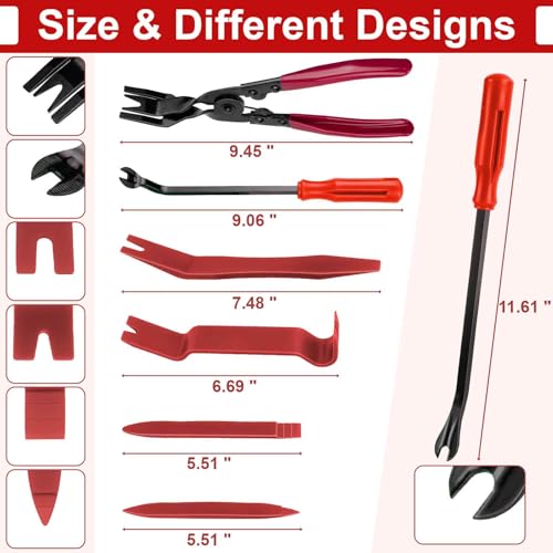 7PCS Auto Trim Removal Tool kit, Car Clip Pry Tools Kit No Scratch Plastic - color: Red * 7PCS