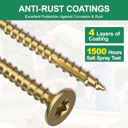#8 x 1-1/4” Deck Screws, 100Pcs Star Drive Wood Screws - color: Gold, size: 1-1/4 Inch