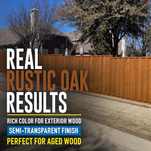 Wood Defender Semi-Transparent Fence Stain and Seal, Rustic Oak, 1-Gallon - color: Rustic Oak, size: 1 Gallon