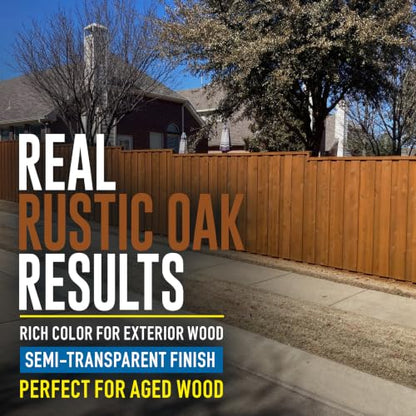 Wood Defender Semi-Transparent Fence Stain and Seal, Rustic Oak, 1-Gallon - color: Rustic Oak, size: 1 Gallon