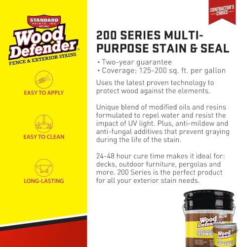 Wood Defender 200 Series Stain and Seal, Sable Brown, 5-Gallon - color: Sable Brown, size: 5 Gallon