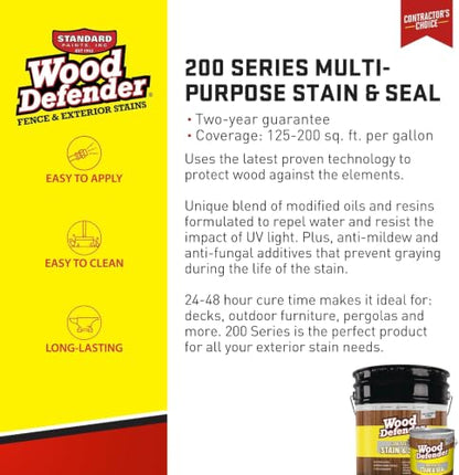 Wood Defender 200 Series Stain and Seal, Sable Brown, 5-Gallon - color: Sable Brown, size: 5 Gallon