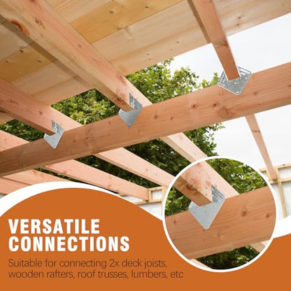 70 Pack 16-Gauge Hurricane Ties for Rafter, Heavy Duty Hurricane Straps, Robust Hot Dip Galvanized Rafter Ties Brackets, Joist Hangers for 2X Deck Joists