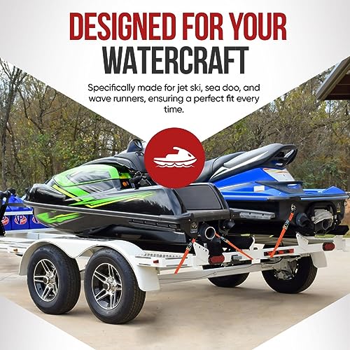 Cajun Tie Downs 3-Point Ratchet Tie Down Strap, Jet Ski, Sea Doo & Wave Runner Transom Straps, Vinyl S-Hooks, Made in USA, Blue, 12 ft - color: Blue, size: 12 Feet