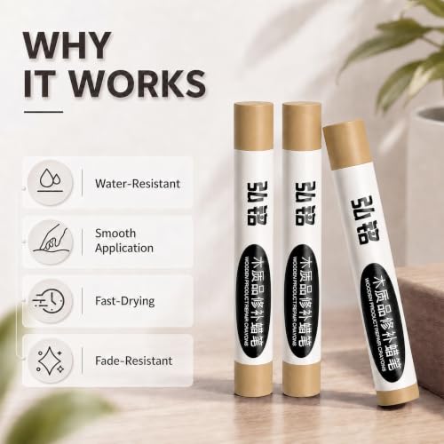 3 Colors Wood Filler Sticks, Dark Wood Series, with Scraper - color: Dark Wood Series
