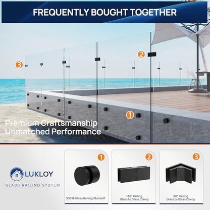 LukLoy 24 Pack Marine Grade SS316 Solid Heavy Duty Glass Railing Standoff - color: Matte Black - 24 Pack