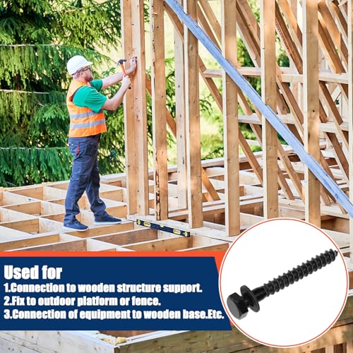 Tandefio 50 Pack 1/2'' X 4'' Lag Bolts Screw with Washer Galvanized, Black - size: 1/2''x 4''