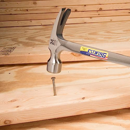 Estwing - ESTE324S Framing Hammer - 24 oz Long Handle Straight Rip Claw with Smooth Face & Shock Reduction Grip - E3-24S Silver - size: 24 oz, style: Smooth Face