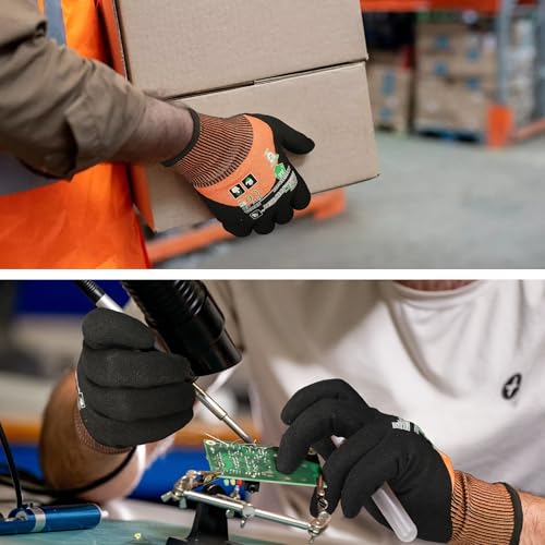 Schwer ANSI A6 Cut Resistant Work Gloves, 3/4 Dipped Coating, CR3709, XXL - size: XX-Large, style: 1 Pair