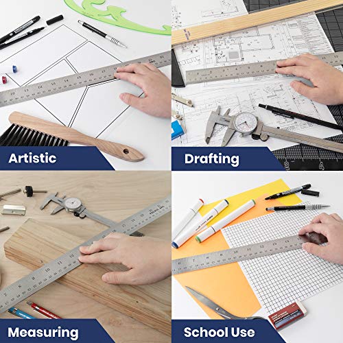 2 Pack Pacific Arc 36 Inch Stainless Steel Ruler with Inch/Metric Conversion Table - style: 2 Pack | 36 in