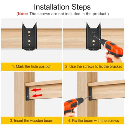 LukLoy 50 Pack 2x4 Brackets for Wood Rail, Black Deck Railing Brackets Connectors for 2" X 4" ( Actually 1.5" X 3.5" ) Wood Post, 20-Gauge Fence Brackets, Screws Not Included - style: Black-50