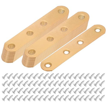 M METERXITY 20-Pack Flat Straight Brackets 3.74x0.71in, Gold - color: Gold, size: 95mm