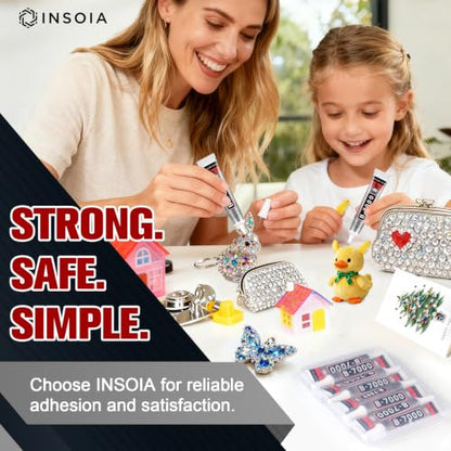 INSOIA Bedazzling Glue B7000 Clear, 8 x 15ml Precision Tip - size: 15Grams * 8 Pack