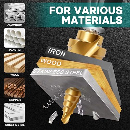 3Pc Step Drill Bit Set with Titanium Coating - style: 3PC-Spiral