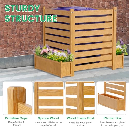 DoCred Air Conditioner Fence, Wood Decorative Fences with Planter Box
