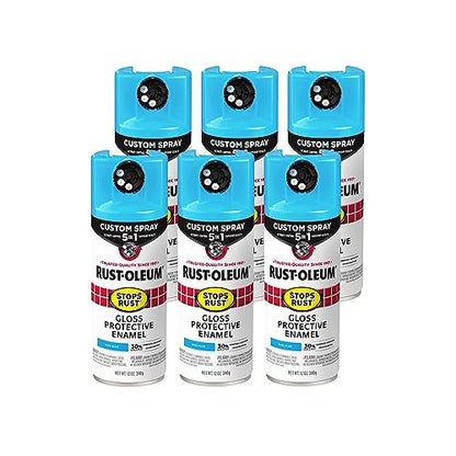 Rust-Oleum Stops Rust Custom 5-in-1 Spray Paint, Gloss Maui Blue - color: Gloss Maui Blue, size: 12 Ounce (Pack of 6)