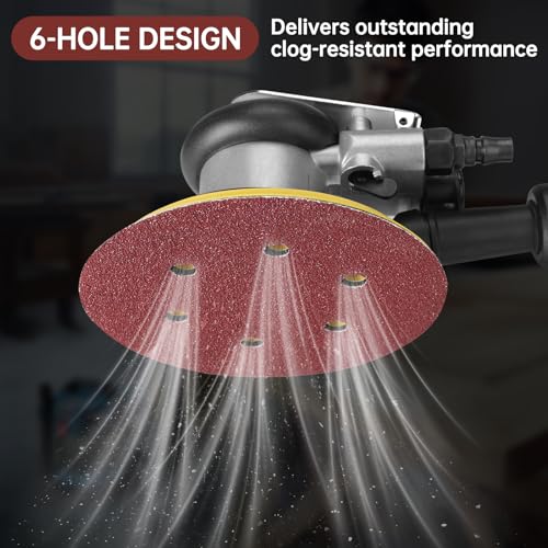 110 PCS 6 Inch 6-Hole Sanding Discs, Round Hook and Loop Sandpaper