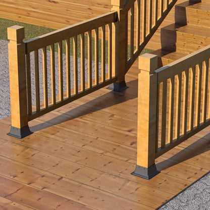 4x4 Post Base 10Pcs, Internal 3.58"x3.58" Heavy Duty Powder-Coated Steel Post Bracket Fit for Standard Wood Post Anchor, Decking Post Base for Deck Porch Handrail Railing Support