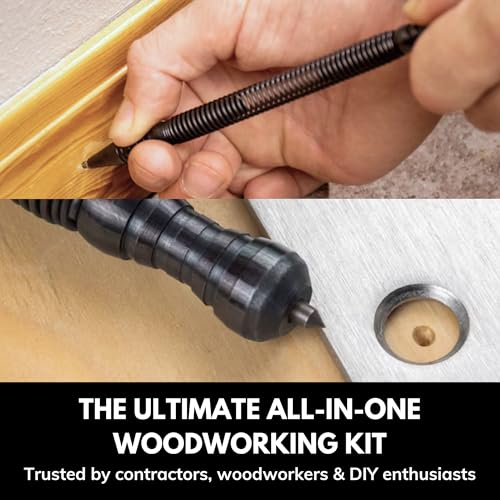 HIT Tool Deluxe Woodworking Kit - Chisel & Self-Centering Punch, 5-Piece