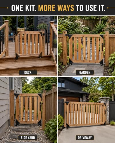 Sliding Gate Kit with 2 Wheels, Heavy Duty Anti-Sag Wood Gate Hardware