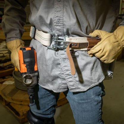 Klein Tools 5425M Tool Belt, Cotton/Polyester Work Belt, Quick-Release Buckle for Ironworker, Construction, Framer, Carpenter, Electrician, M - size: Medium