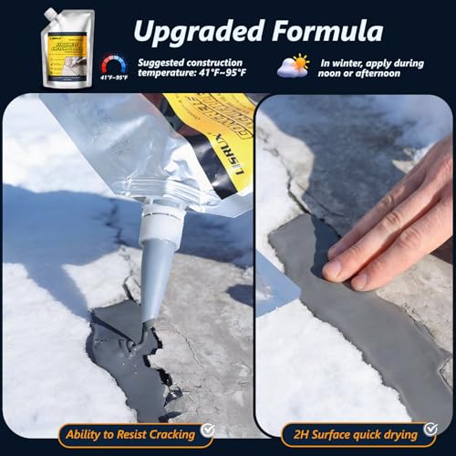 Concrete Crack Filler,1 LB High Elasticity Cement Crack Filler,Self-Leveling Quick-Drying & Waterproof Concrete Caulk,Concrete Repair for Driveway,Walkway,Patio,Joint,Indoor and Outdoor,Grey (16oz) - size: 1LB