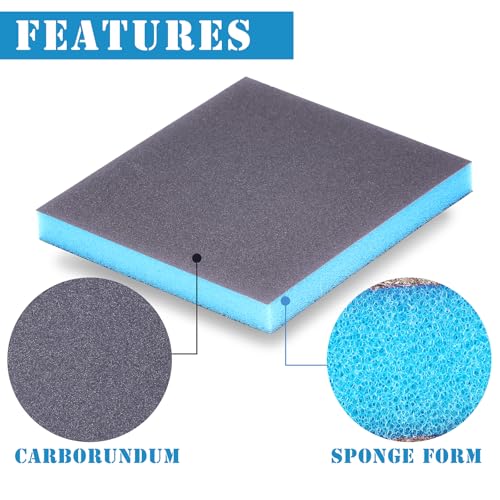 8Pcs 320 Grit Sanding Sponge, Jamiikury Sanding Blocks Washable and Reusable, Wet Dry Sandpaper Sponge for Wood Metal Furniture Paint and Drywall - size: 320 Grits
