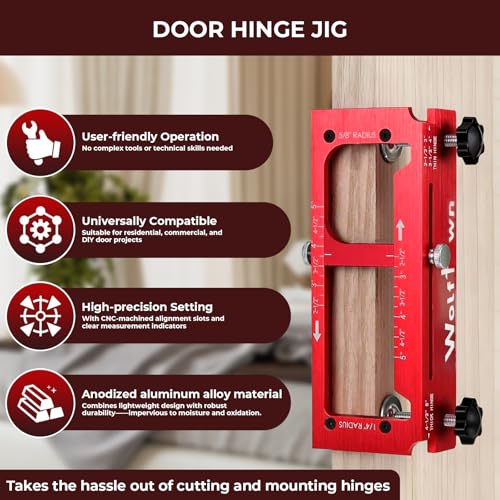 Door Hinge Jig,Aluminum Alloy Door Hinge Jig Kit for Router