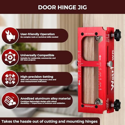 Door Hinge Jig,Aluminum Alloy Door Hinge Jig Kit for Router