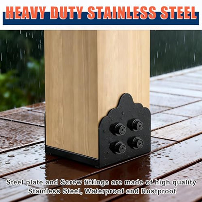 8x8 Post Base, 4Pcs Stainless Steel Adjustable Post Anchor Bracket - size: 8x8