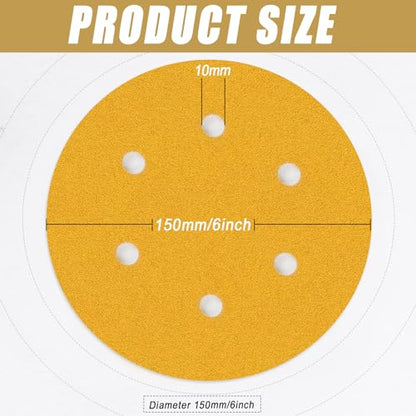 6-Inch 6 Hole Hook and Loop Sanding Discs 180-Grit（100-Pack） - size: 180 Grit