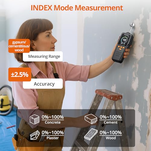 Proster Rechargeable Moisture Meter Pinless 40mm Depth 2.4" LCD 3-color Bar - color: Black+orange
