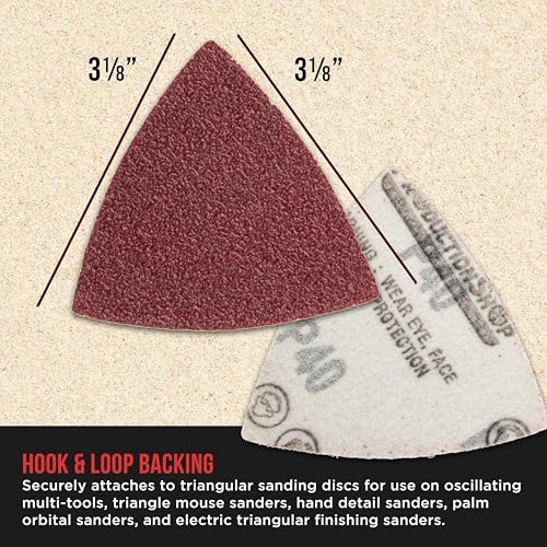 ProductionShop Premium Triangle Mouse Detail Sander Sandpaper Sheets, 50 Disc Variety Pack, Grits 40, 80, 100, 120, 180, 220, 320, 400, 600, 800 - Hook & Loop Disc Pads - Woodworking Furniture, Paint - style: Variety Pack 50