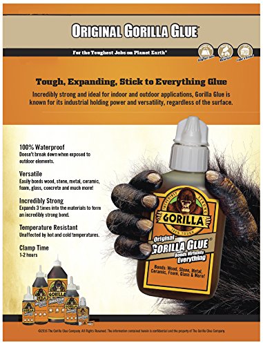 Gorilla Original Waterproof Polyurethane Glue, 4 ounce Bottle, Brown, (Pack of 11) - size: 4 ounce