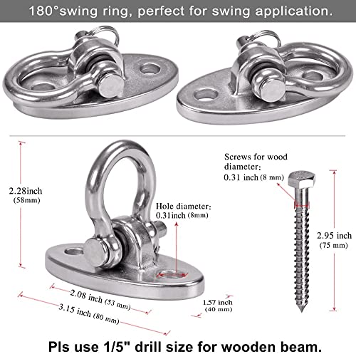 2Pack Heavy Duty Swing Hanger 180° Ceiling Swing Mount 2000 LBS Capacity - color: Silver Swing Hanger (2pack)